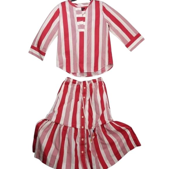 J. Crew Women's Red & White Cotton Striped Skirt & Top EUC - Picture 1 of 11